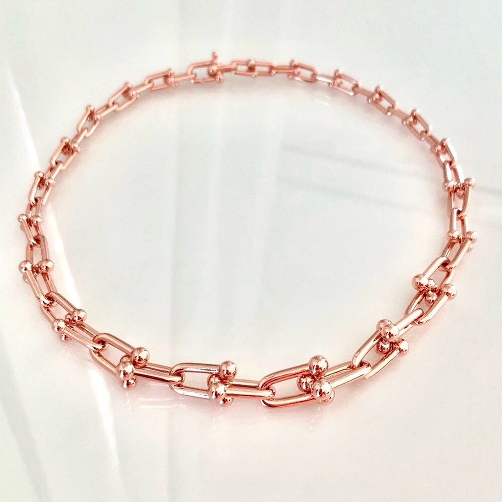 Rose Gold Hardware Graduated Link U Necklace